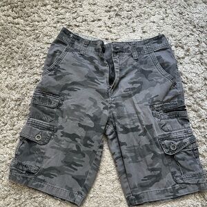 Plugg Dark Gray Camouflage Cargo Shorts